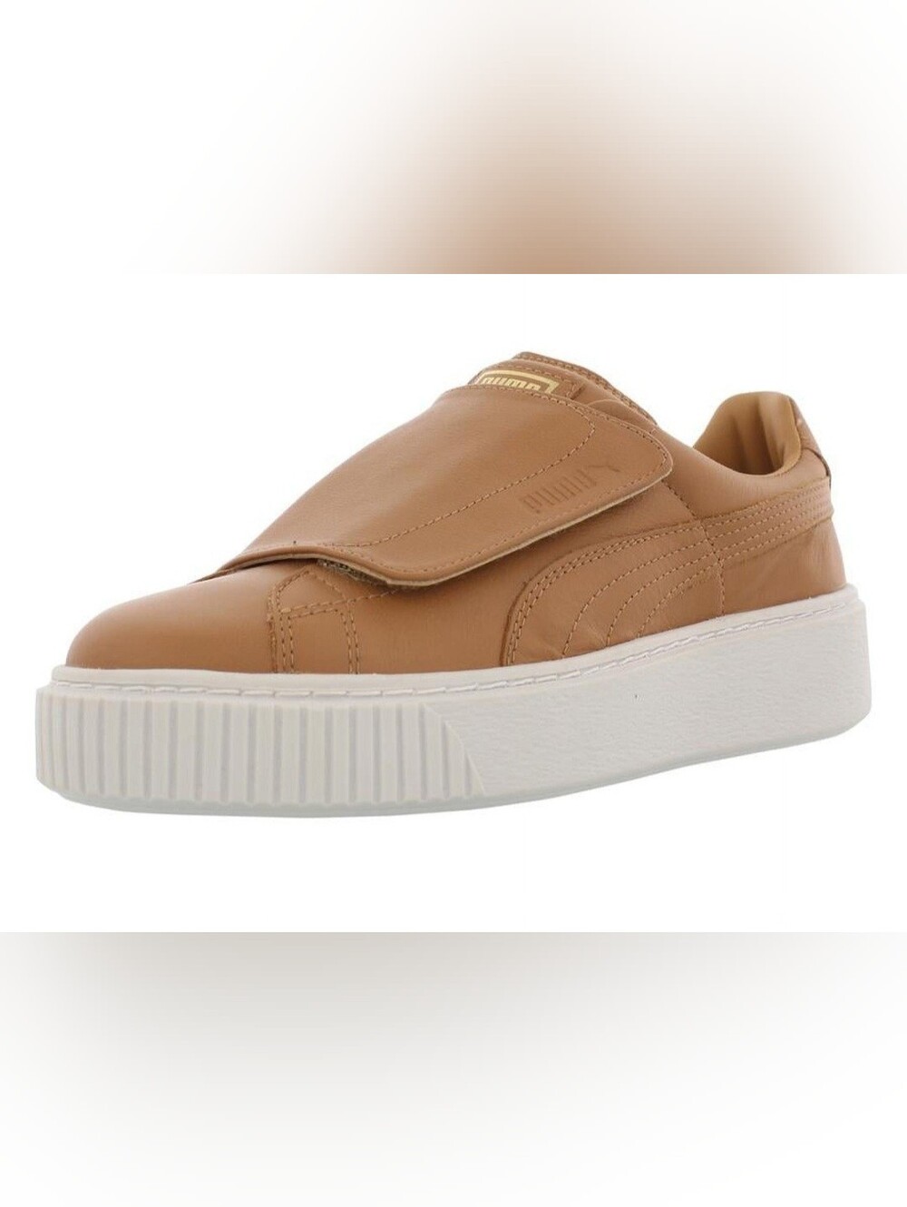 PUMA Women’s Tan LEATHER Platform SNEAKERS with White Sole BRAND NEW - no box